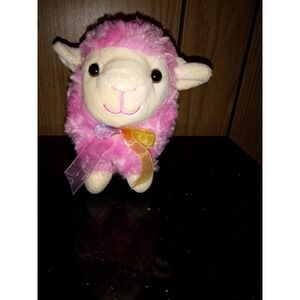 Dollar General Pink Lamb Easter Plush Soft EUC 7 Inches Long‎ 6 In Tall